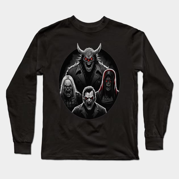 Classic Horror Movie Icons Long Sleeve T-Shirt by H.M